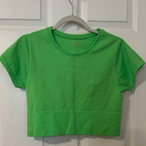 Lime Green Short Sleeve Crop Top